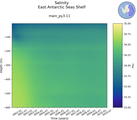 Time series of East Antarctic Seas Shelf Salinity vs depth